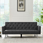 Convertible folding sofa bed, gray fabric sleeper sofa main photo