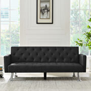 Convertible folding sofa bed, black fabric sleeper sofa main photo