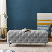 G021 (Gray) Gray velvet upholstery button tufted ottoman bench