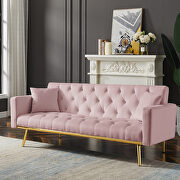 Pink velvet convertible folding futon sofa bed main photo