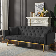 Black velvet convertible folding futon sofa bed main photo