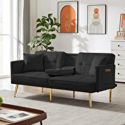 Black velvet upholstery sofa bed main photo