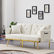 TE201 (Cream) Cream white velvet sofa bed