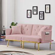 Pink velvet sofa bed main photo