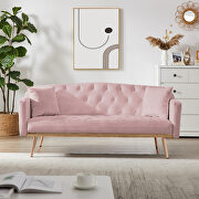 Pink velvet tufted back and seat sofa bed main photo