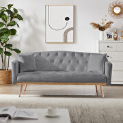 Gray velvet tufted back and seat sofa bed main photo