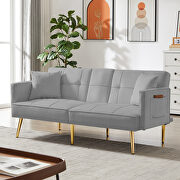SF2018 (Gray) Gray velvet upholstery sofa bed