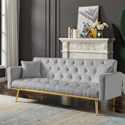 A1991 (Gray) Gray velvet convertible folding futon sofa bed