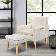 YL014 (Cream) Cream white velvet armchair with ottoman
