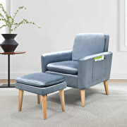 YL014 (Gray) Gray velvet armchair with ottoman