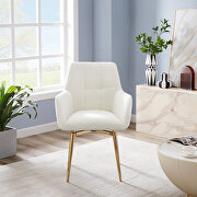 XK003 (White) Off white velvet swivel base dining chair, set of 2