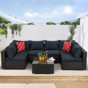 L007 7-piece pe rattan wicker sectional cushioned sofa sets and coffee table