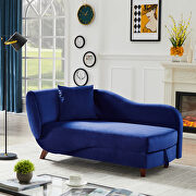 Artemax blue chaise lounge with storage and solid wood legs