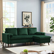 HM186 (Green) Green velvet reversible sleeper sectional sofa with storage chaise