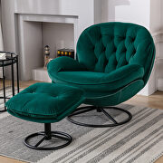 Green velvet accent chair with ottoman set