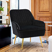 Modern black soft velvet material accent chair main photo