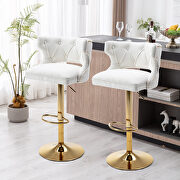 BL820 (Cream) V Cream boucle back and golden footrest counter height dining chairs, 2pcs set