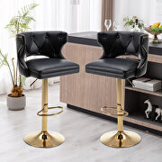 BL820 (Black) Black leather back and golden footrest counter height dining chairs, 2pcs set