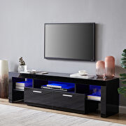 Black high glossy front morden TV stand with led lights main photo