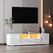 White morden TV stand with led lights main photo