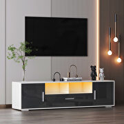 White/ dark gray morden TV stand with led lights main photo