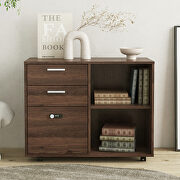 Drawer wood file cabinet with coded lock in brown oak main photo