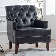 W524 (Black) Black pu upholstery metallic nail head trim wide armchair