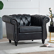 Black finish top-quality leather chair main photo
