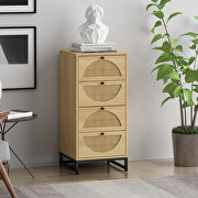 Natural rattan cabinet with 4 drawers main photo