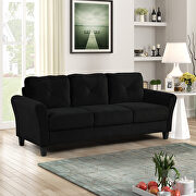Loveseat black fabric sofa with extra padded cushioning