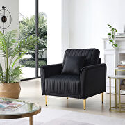 SF202 (Black) Mid-century modern black velvet fabric channel tufted accent chair