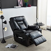 Black leather gel electric power lift recliner chair with massage and heat main photo