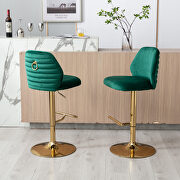 TN567 (Green) Green velvet adjustable counter height swivel bar stools chair set of 2
