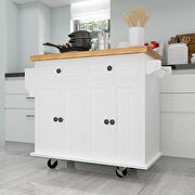 QZ191 (White) Versatile design kitchen island cart with two storage cabinets in white