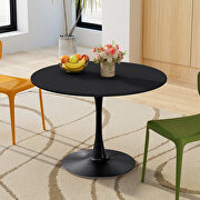 QZ220 (Black) Black round mdf top modern dining table with metal base