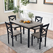Industrial wooden dining set with metal frame and 4 chairs in brown/ gray main photo