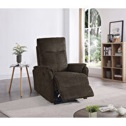 Dark brown fabric recliner chair with power function main photo