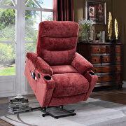 Red fabric electric power lift recliner chair with massage and usb charge ports main photo