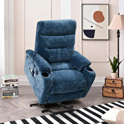 Blue fabric electric power lift recliner chair with massage and usb charge ports main photo