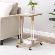 Golden side table acrylic sofa table glass top c shape square table with metal base for living room bedroom balcony home and office main photo