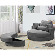 W389 (D Gray) Swivel accent barrel modern dark gray sofa lounge club big round chair with storage ottoman
