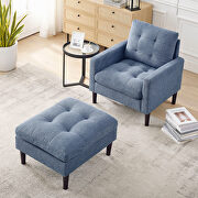 Modern blue fabric tufted chair with ottoman main photo