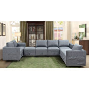 Gray fabric modular l-shaped convertible sofa with reversible chaise and ottomans main photo