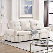 W220 (Beige) Beige fabric modern tufted sofa with storage space