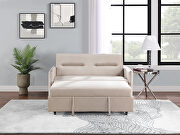 Beige microfiber upholstery sofa 2-seat sofa bed with 2 pillow main photo