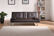 WY172 (Brown) L Brown leather multifunctional double folding sofa bed for office with coffee table