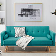 WY080 (Retro Blue) Retro blue linen double corner folding sofa bed