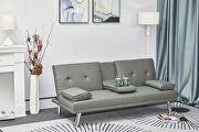 WY172 (Gray) L Gray leather multifunctional double folding sofa bed for office with coffee table