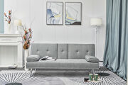 Gray fabric multifunctional double folding sofa bed for office with coffee table main photo