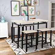 U_style counter height table with 4 chairs in beige/ black main photo